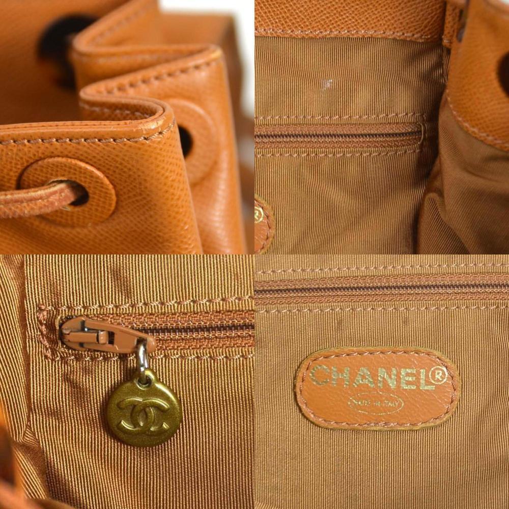 CHANEL Brown Leather Logo Backpack - Picture 5 of 5